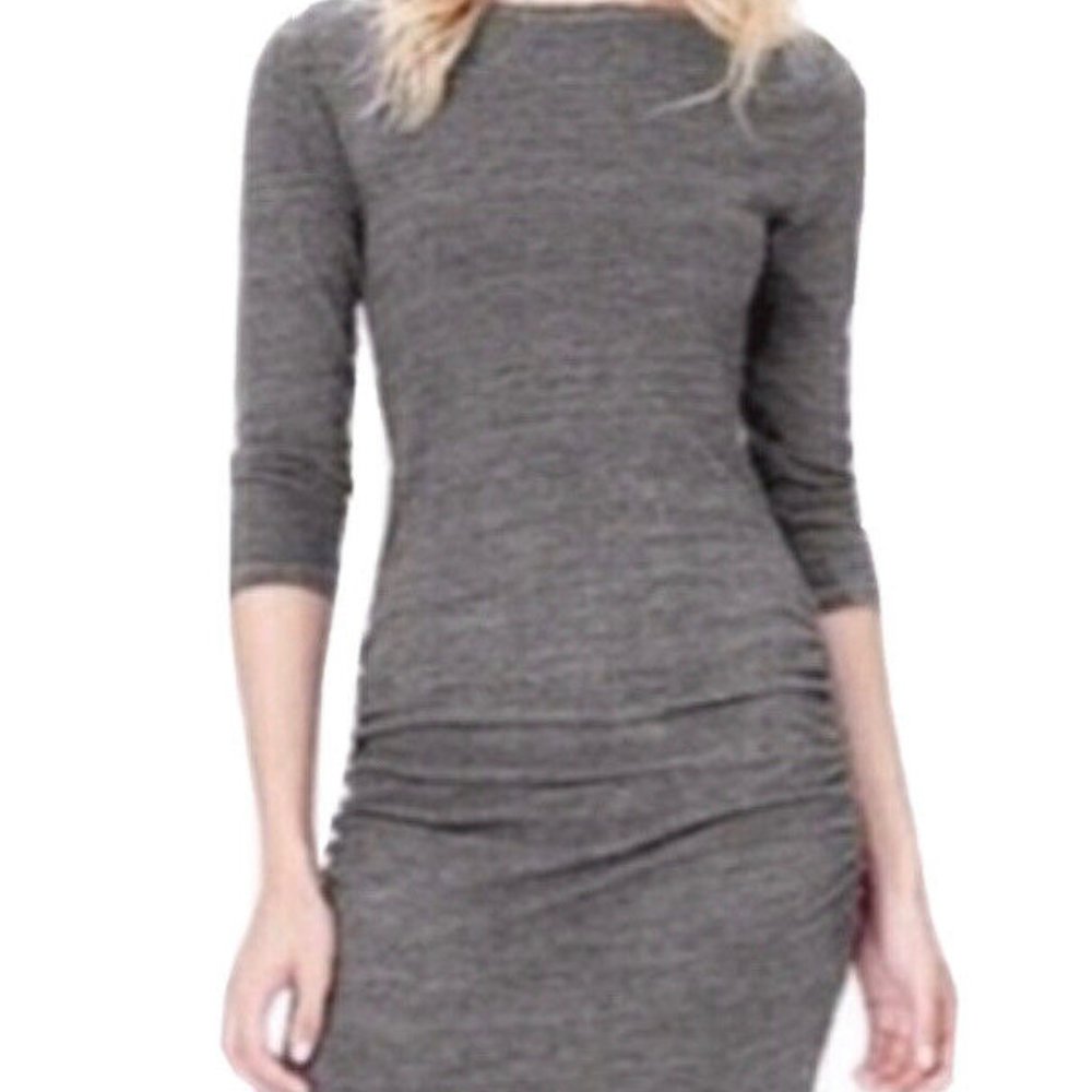 Standard James Perse Women’s 3/4 Sleeve Ruched Side Casual Dress‎ Dark Gray Sz 1